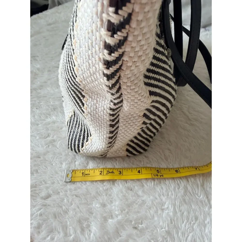 Sakroots Metro Woven Tote Black White Soulful Desert Owl Charm Shoulder Bag